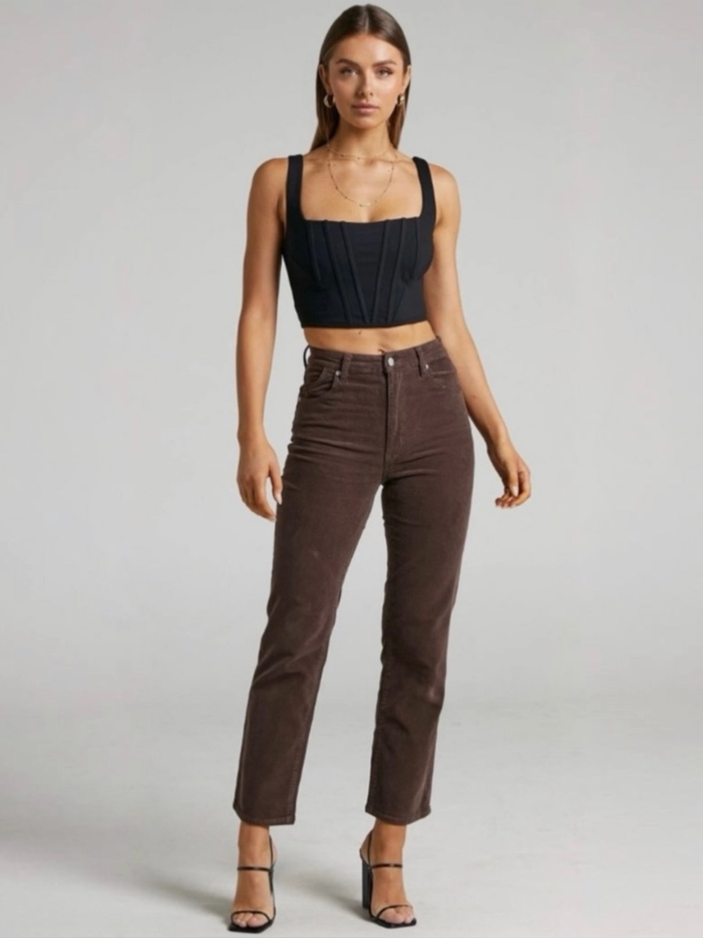 NWT ROLLA'S Original High-Rise Straight Jeans in Chocolate Brown Corduroy 27